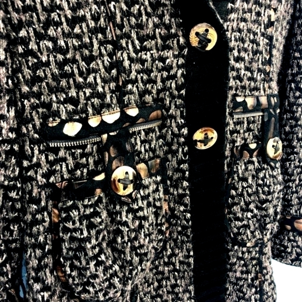 Gaby & Eden Women's M Black Cardigan Sweater Jacket With Vegan Faux Fur - Picture 4 of 9